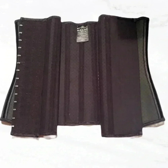NNT waist trainer corset breathable  black slimming trainer 14 latch and hook M - Picture 3 of 4
